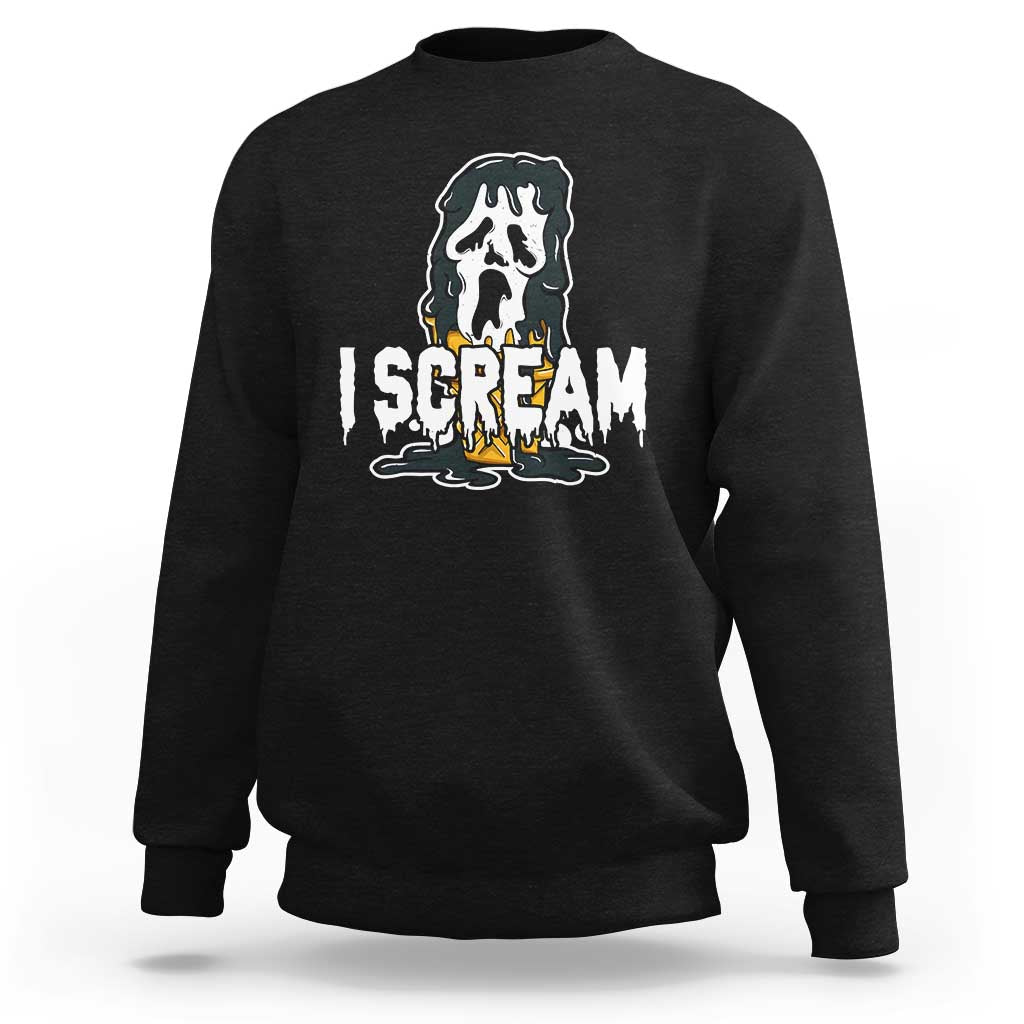 Funny Halloween Ghost Horror Face Sweatshirt I Scream Ice Cream Slasher Pun - Wonder Print Shop