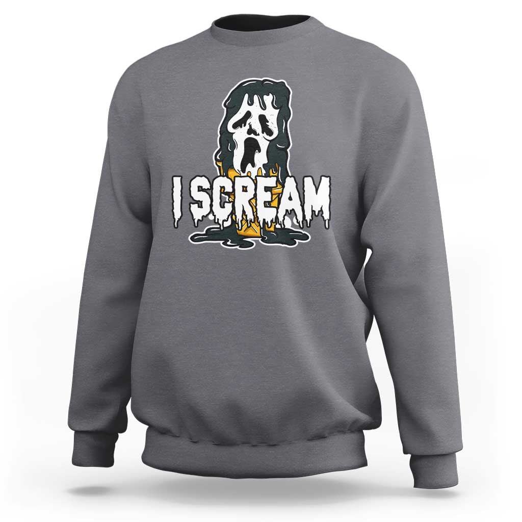 Funny Halloween Ghost Horror Face Sweatshirt I Scream Ice Cream Slasher Pun - Wonder Print Shop