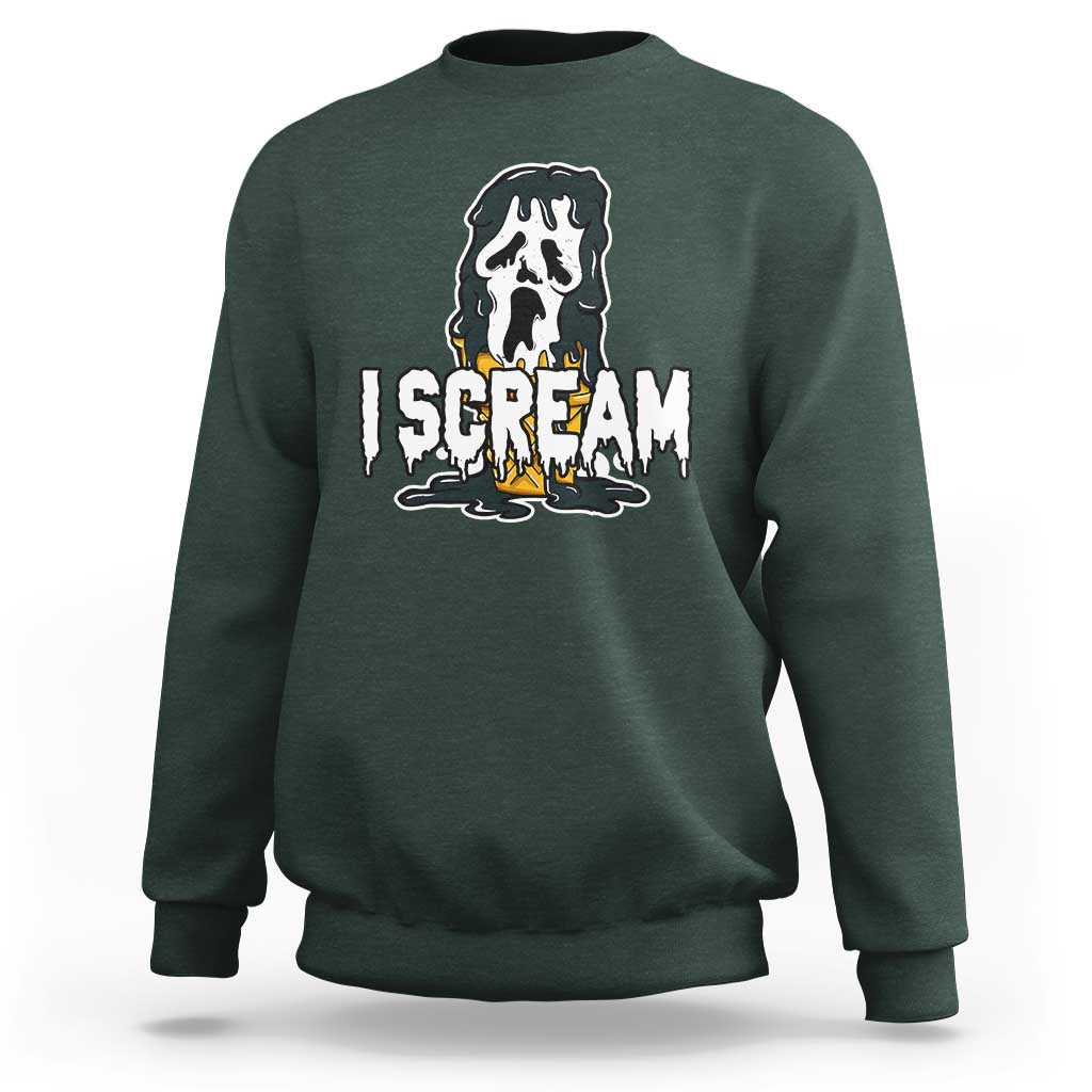 Funny Halloween Ghost Horror Face Sweatshirt I Scream Ice Cream Slasher Pun - Wonder Print Shop