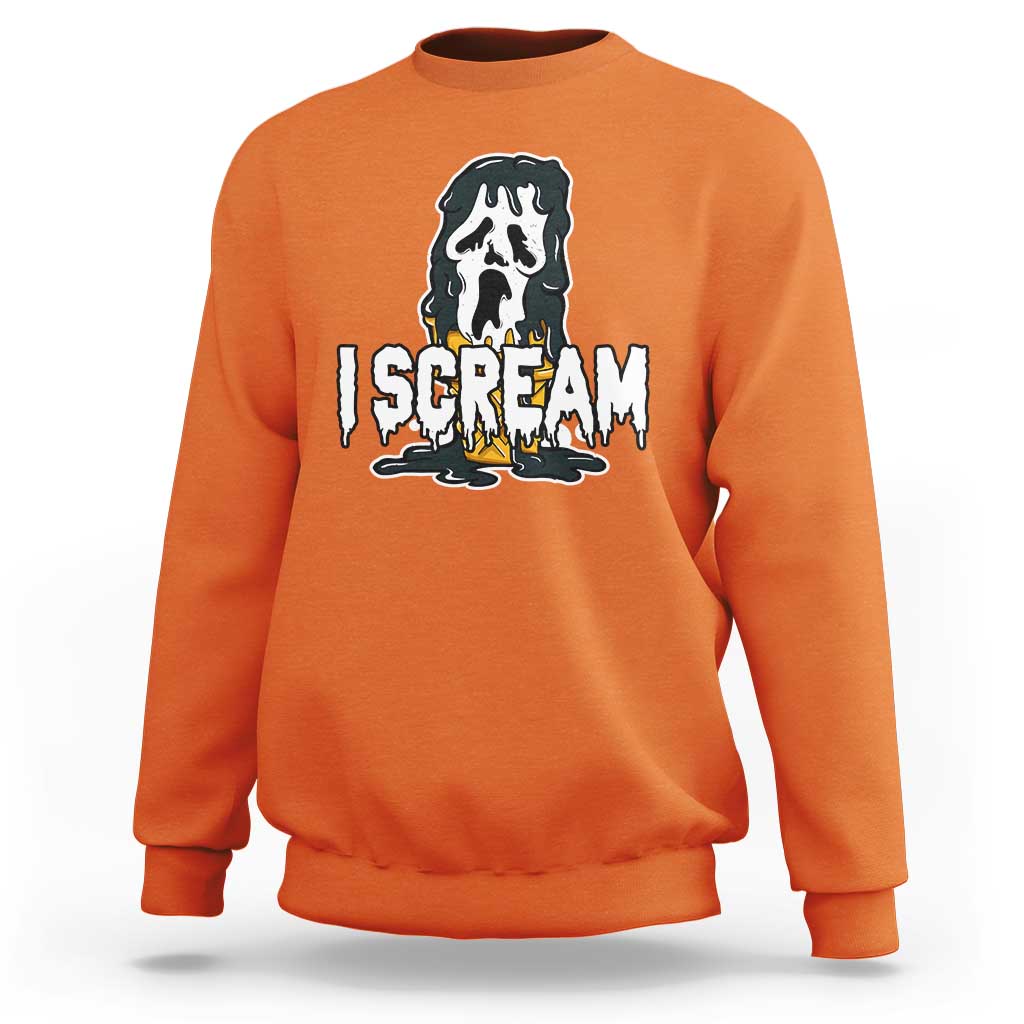 Funny Halloween Ghost Horror Face Sweatshirt I Scream Ice Cream Slasher Pun - Wonder Print Shop