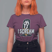 Funny Halloween Ghost Horror Face T Shirt For Women I Scream Ice Cream Slasher Pun - Wonder Print Shop