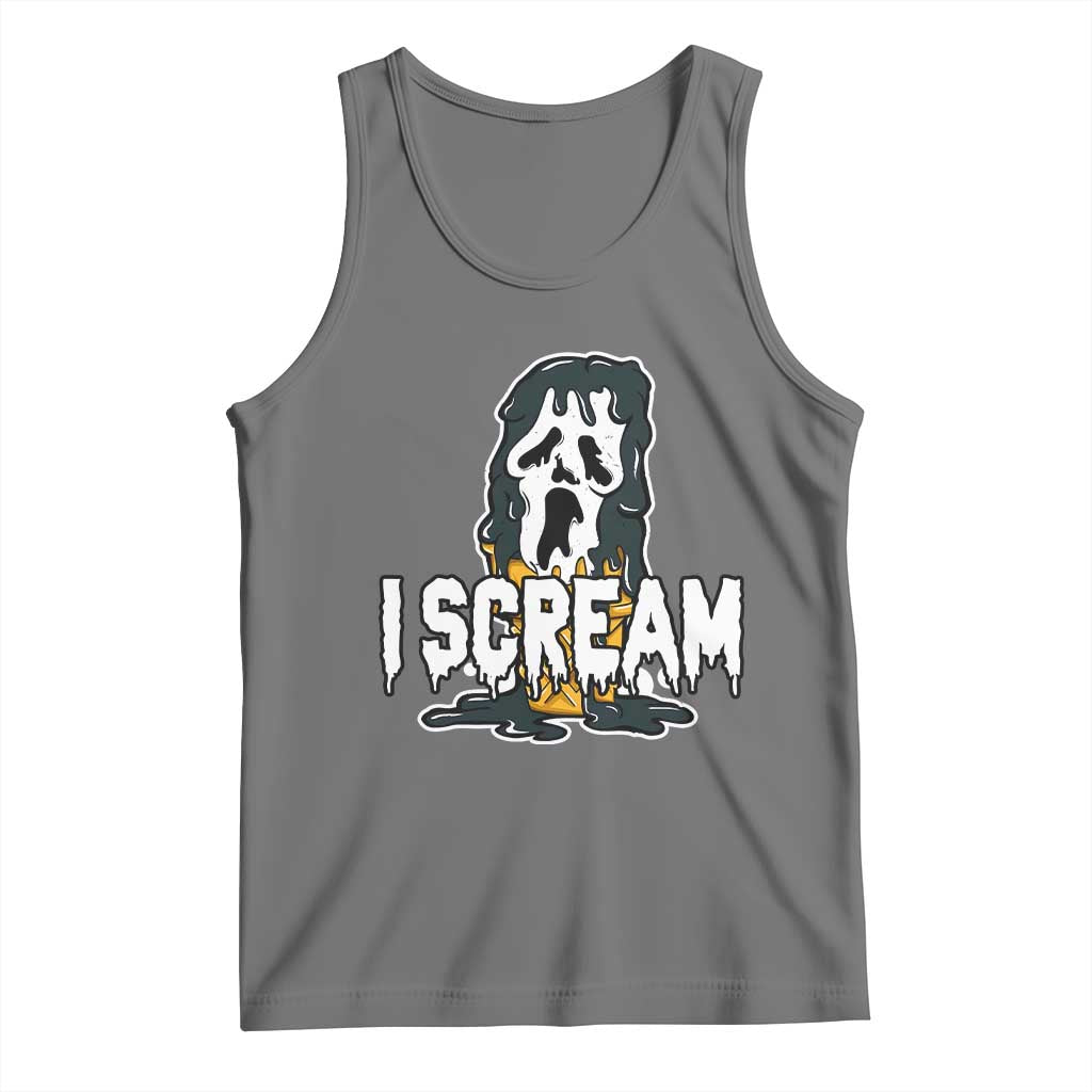Funny Halloween Ghost Horror Face Tank Top I Scream Ice Cream Slasher Pun - Wonder Print Shop
