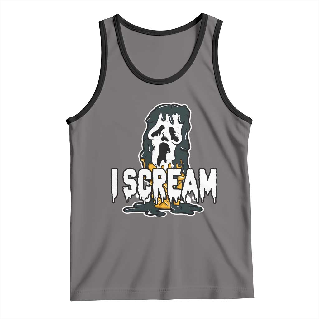 Funny Halloween Ghost Horror Face Tank Top I Scream Ice Cream Slasher Pun - Wonder Print Shop