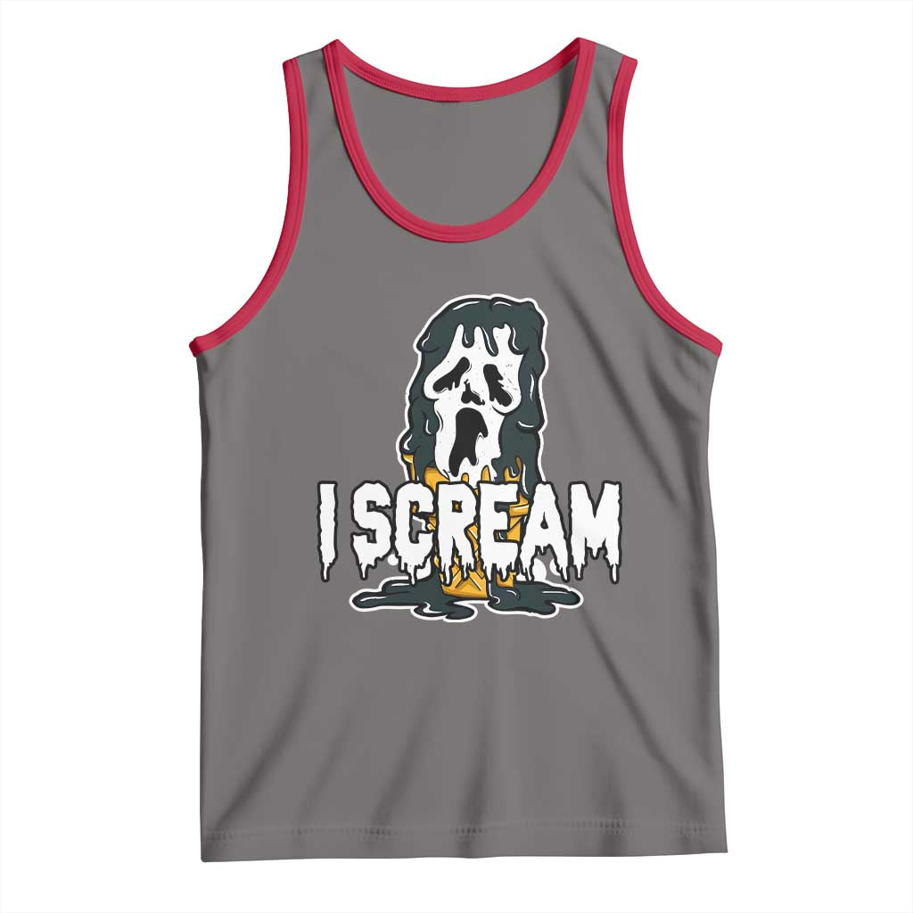 Funny Halloween Ghost Horror Face Tank Top I Scream Ice Cream Slasher Pun - Wonder Print Shop