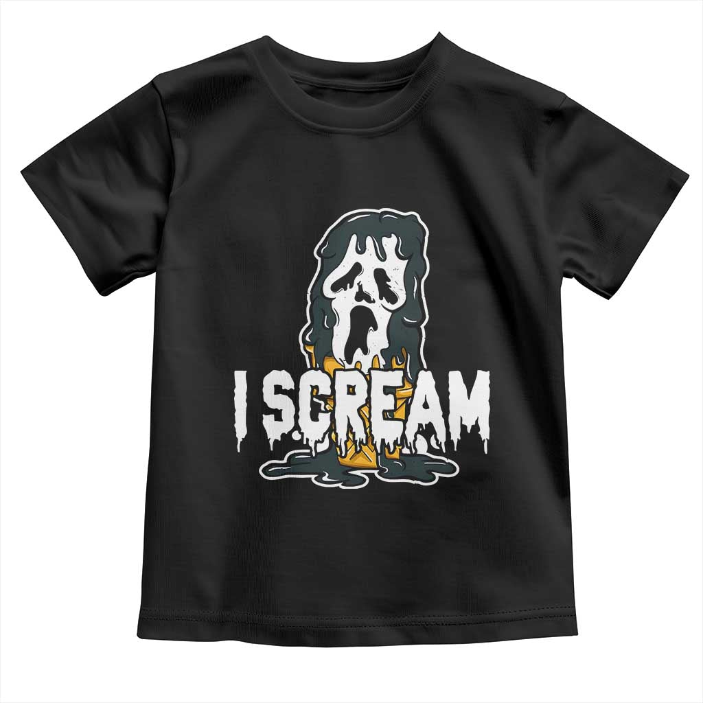Funny Halloween Ghost Horror Face Toddler T Shirt I Scream Ice Cream Slasher Pun - Wonder Print Shop