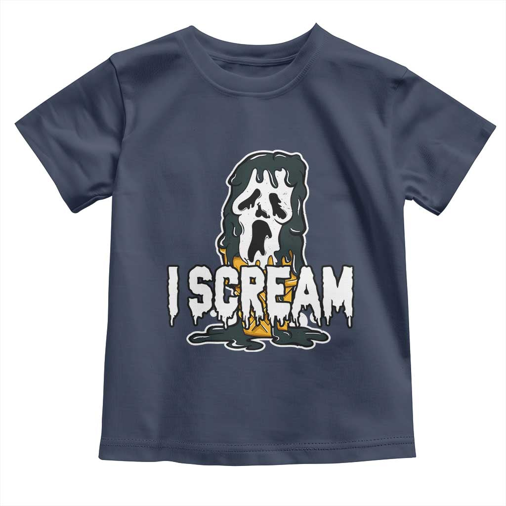 Funny Halloween Ghost Horror Face Toddler T Shirt I Scream Ice Cream Slasher Pun - Wonder Print Shop