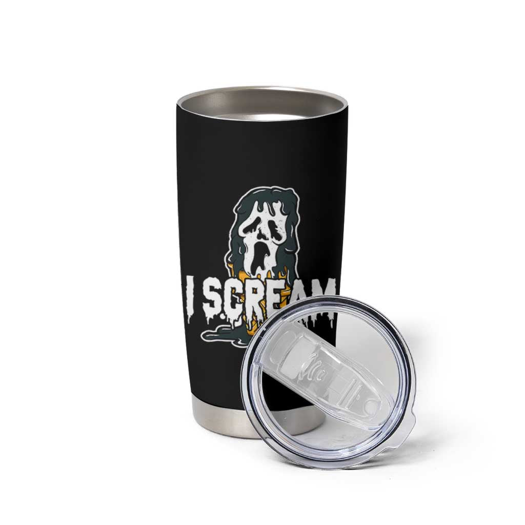 Funny Halloween Ghost Horror Face Tumbler Cup I Scream Ice Cream Slasher Pun - Wonder Print Shop