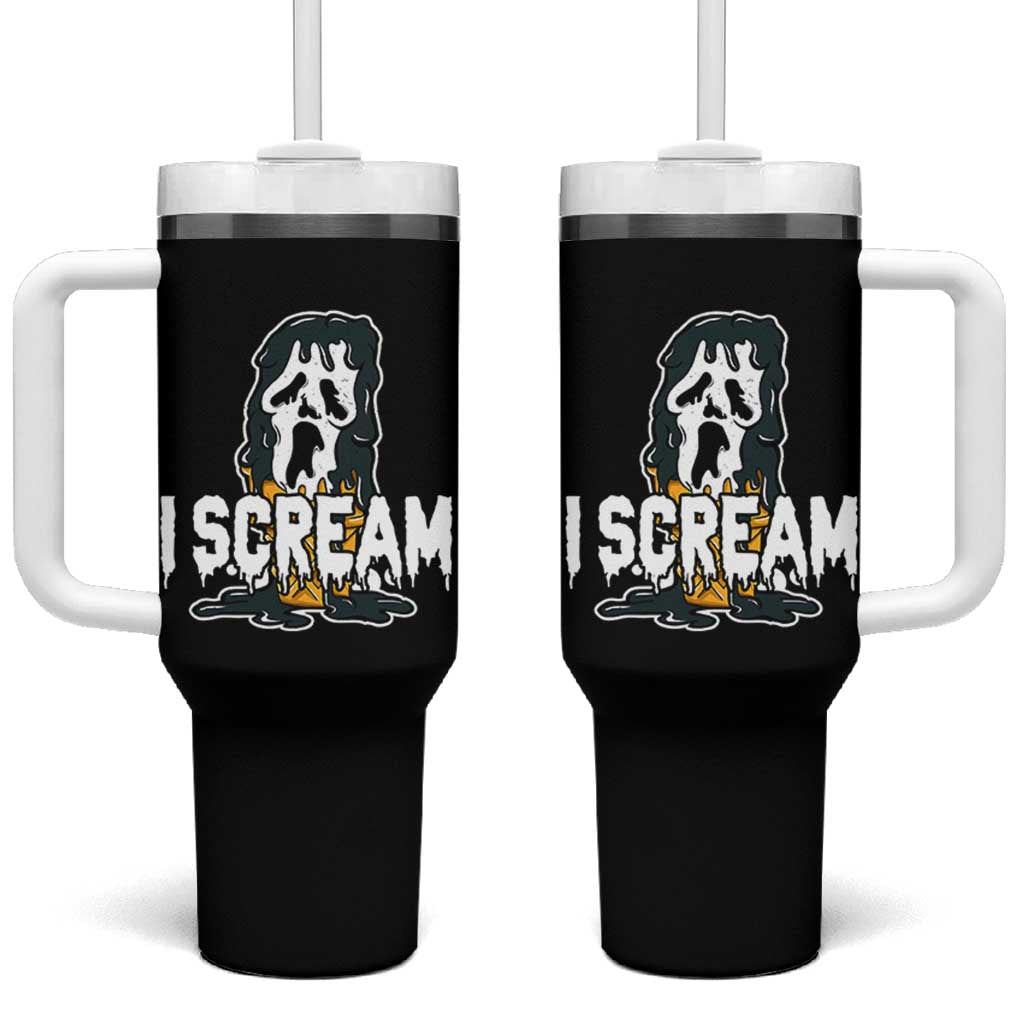 Funny Halloween Ghost Horror Face Tumbler With Handle I Scream Ice Cream Slasher Pun - Wonder Print Shop