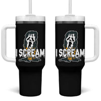Funny Halloween Ghost Horror Face Tumbler With Handle I Scream Ice Cream Slasher Pun - Wonder Print Shop