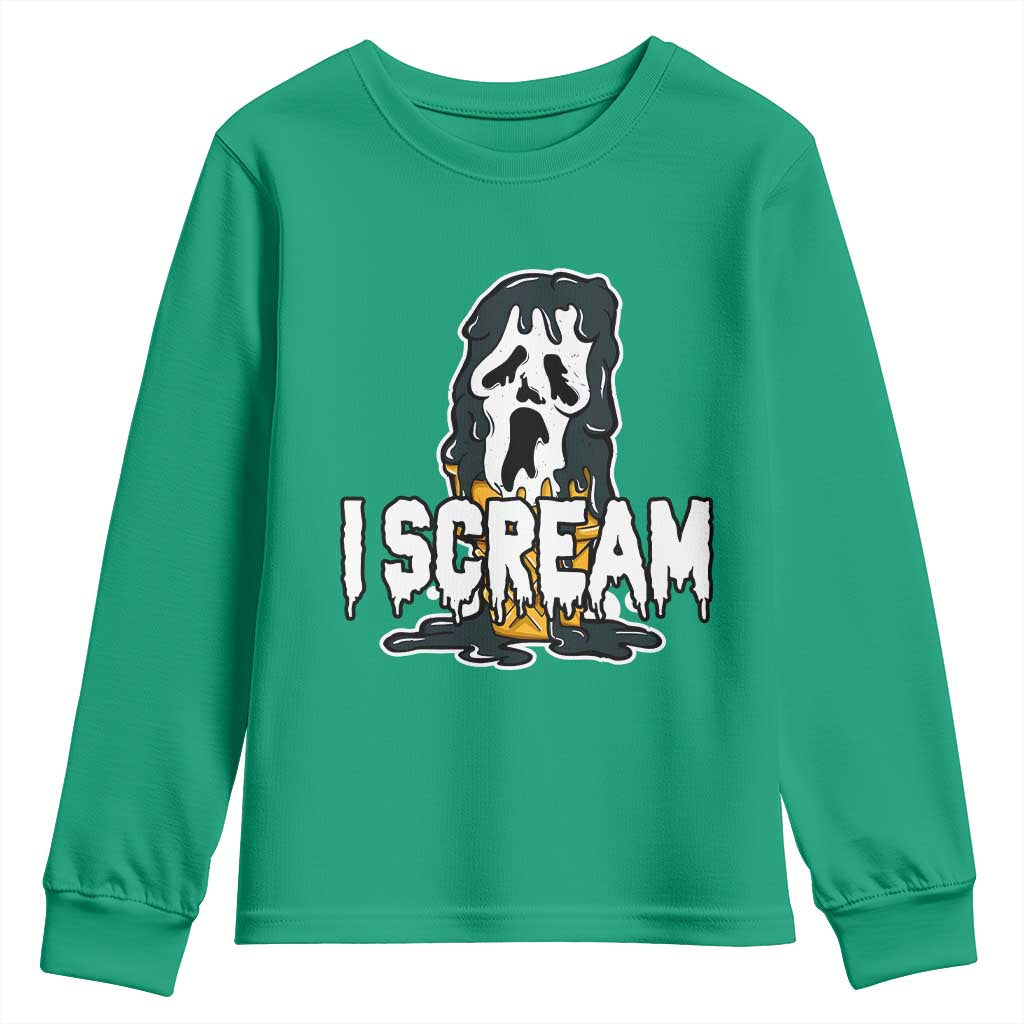 Funny Halloween Ghost Horror Face Youth Sweatshirt I Scream Ice Cream Slasher Pun - Wonder Print Shop