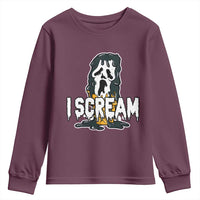 Funny Halloween Ghost Horror Face Youth Sweatshirt I Scream Ice Cream Slasher Pun - Wonder Print Shop