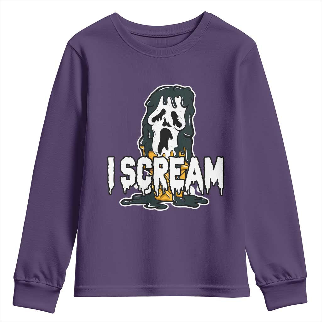 Funny Halloween Ghost Horror Face Youth Sweatshirt I Scream Ice Cream Slasher Pun - Wonder Print Shop
