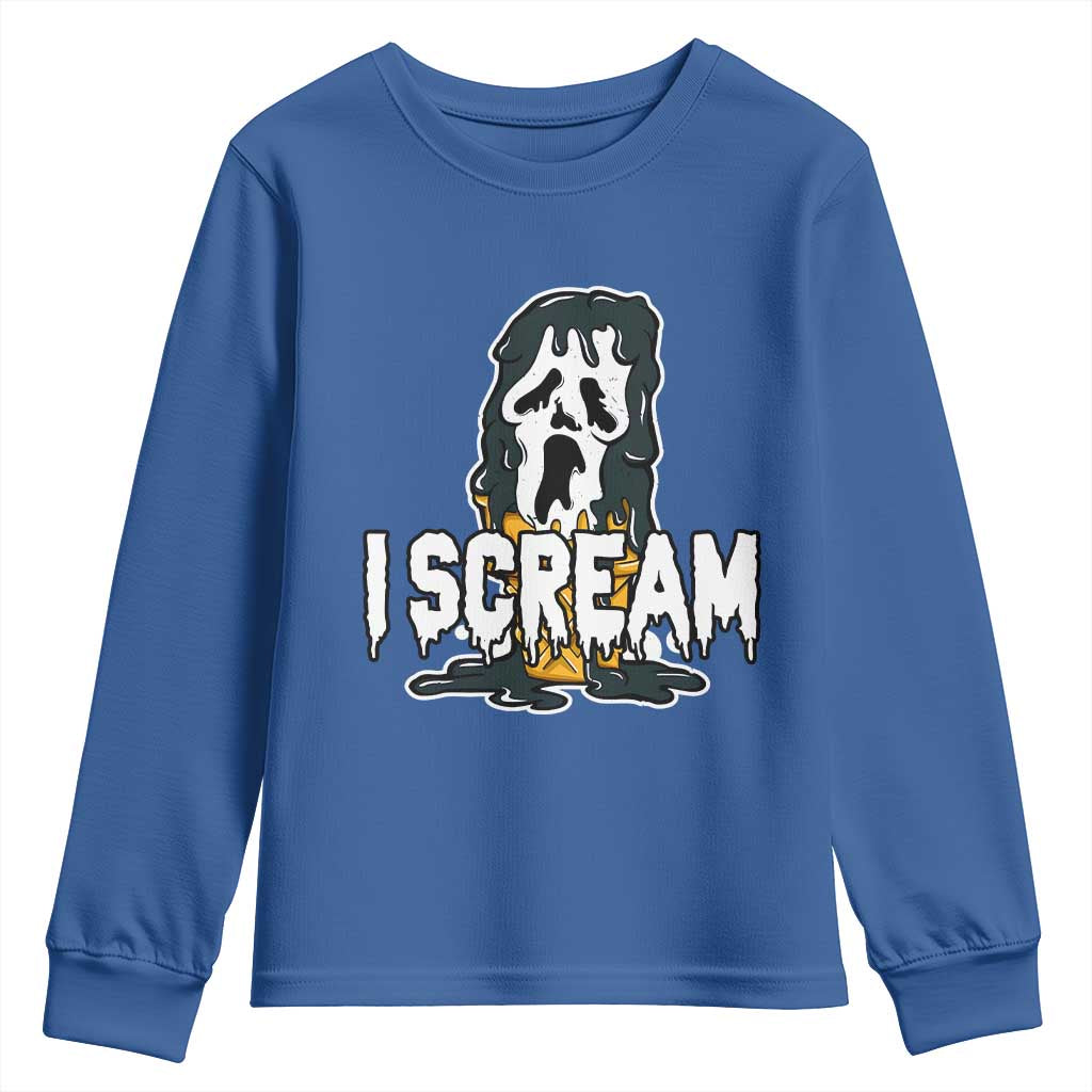 Funny Halloween Ghost Horror Face Youth Sweatshirt I Scream Ice Cream Slasher Pun - Wonder Print Shop