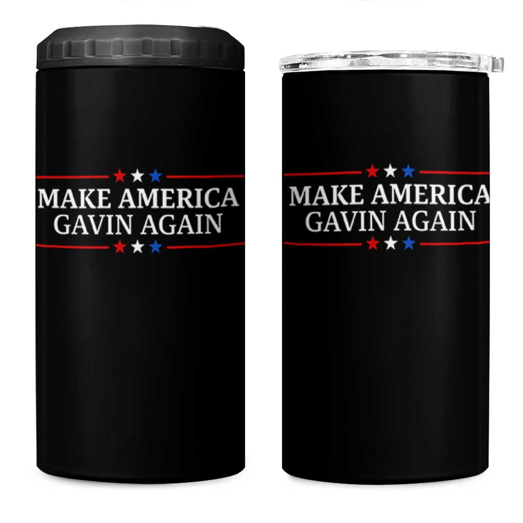 Make America Gavin Again 4 in 1 Can Cooler Tumbler Gavin Newsom Support Stars And Stripes - Wonder Print Shop