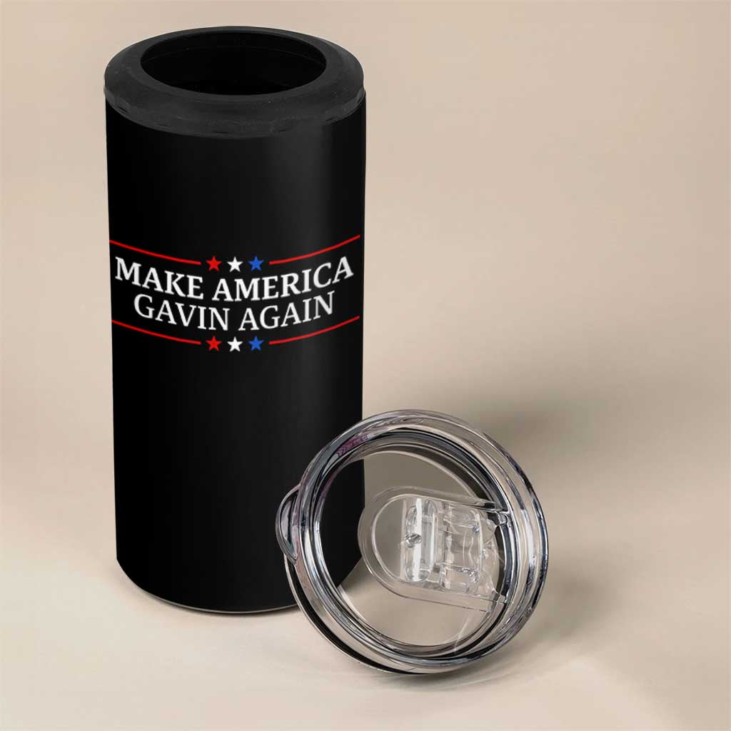 Make America Gavin Again 4 in 1 Can Cooler Tumbler Gavin Newsom Support Stars And Stripes - Wonder Print Shop