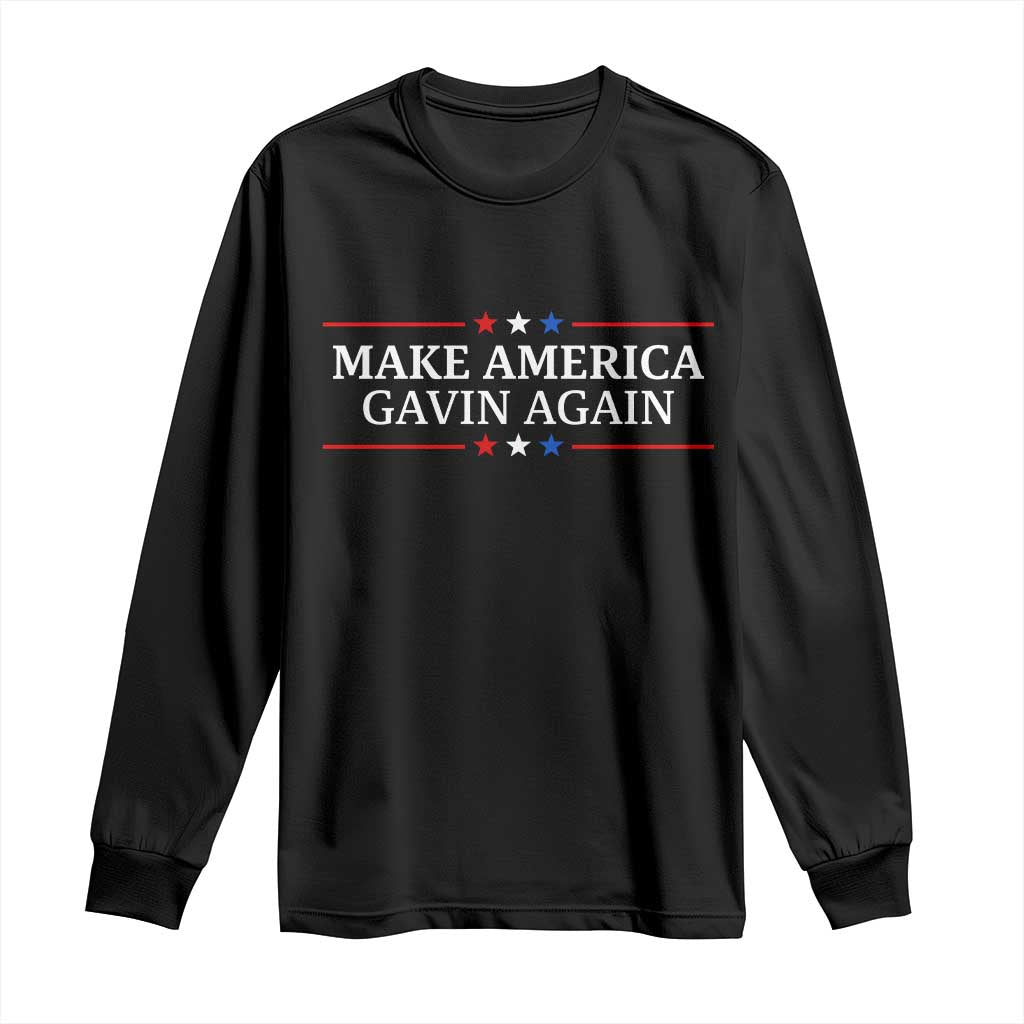 Make America Gavin Again Long Sleeve Shirt Gavin Newsom Support Stars And Stripes - Wonder Print Shop