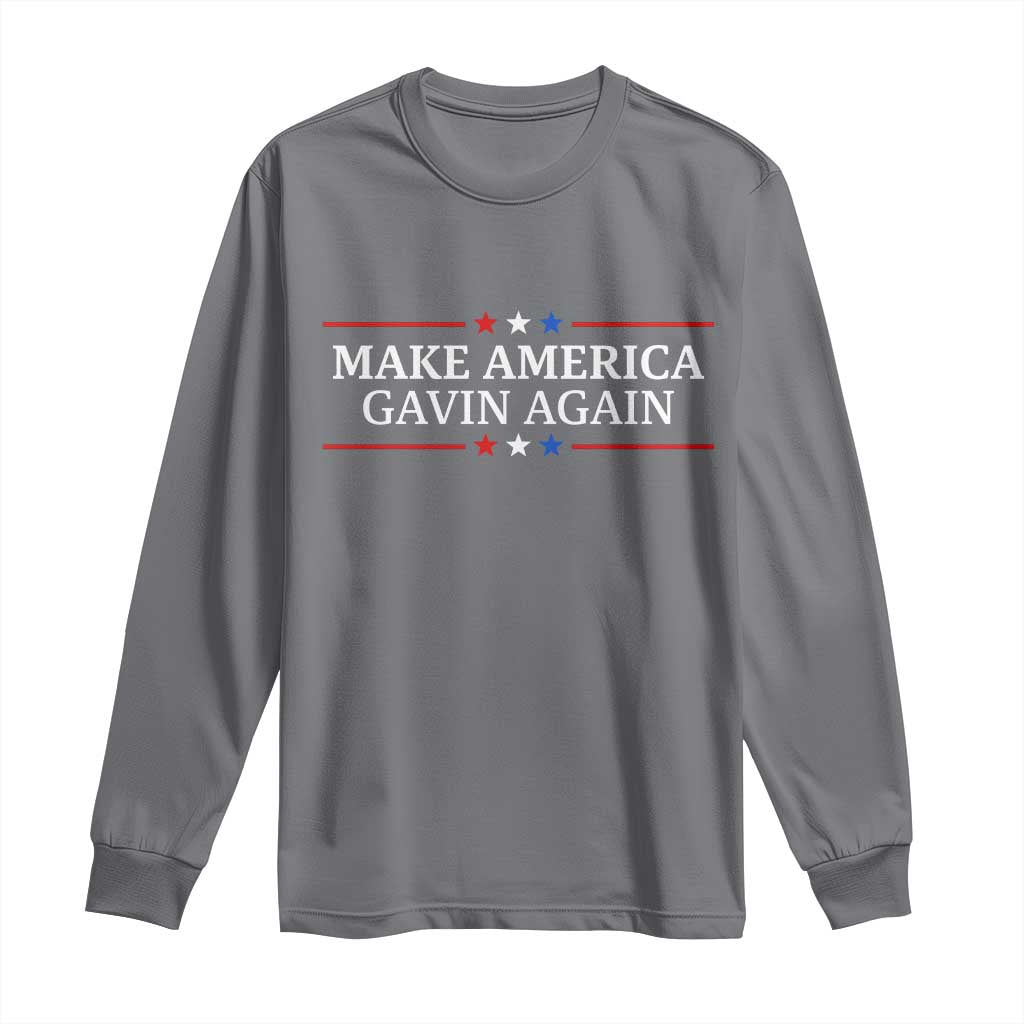 Make America Gavin Again Long Sleeve Shirt Gavin Newsom Support Stars And Stripes - Wonder Print Shop
