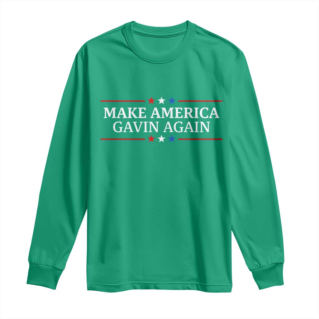 Make America Gavin Again Long Sleeve Shirt Gavin Newsom Support Stars And Stripes - Wonder Print Shop