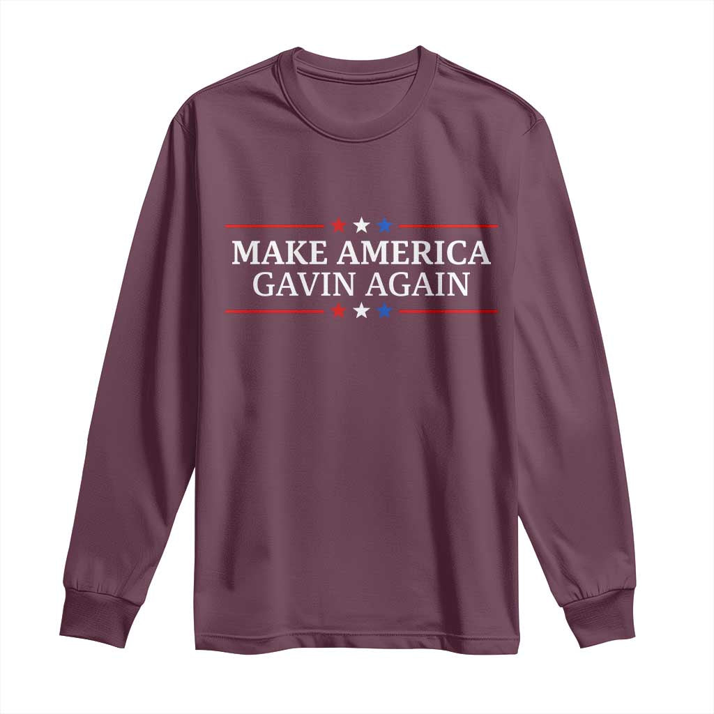 Make America Gavin Again Long Sleeve Shirt Gavin Newsom Support Stars And Stripes - Wonder Print Shop