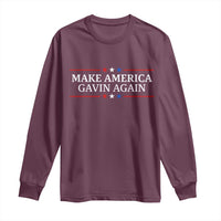 Make America Gavin Again Long Sleeve Shirt Gavin Newsom Support Stars And Stripes - Wonder Print Shop