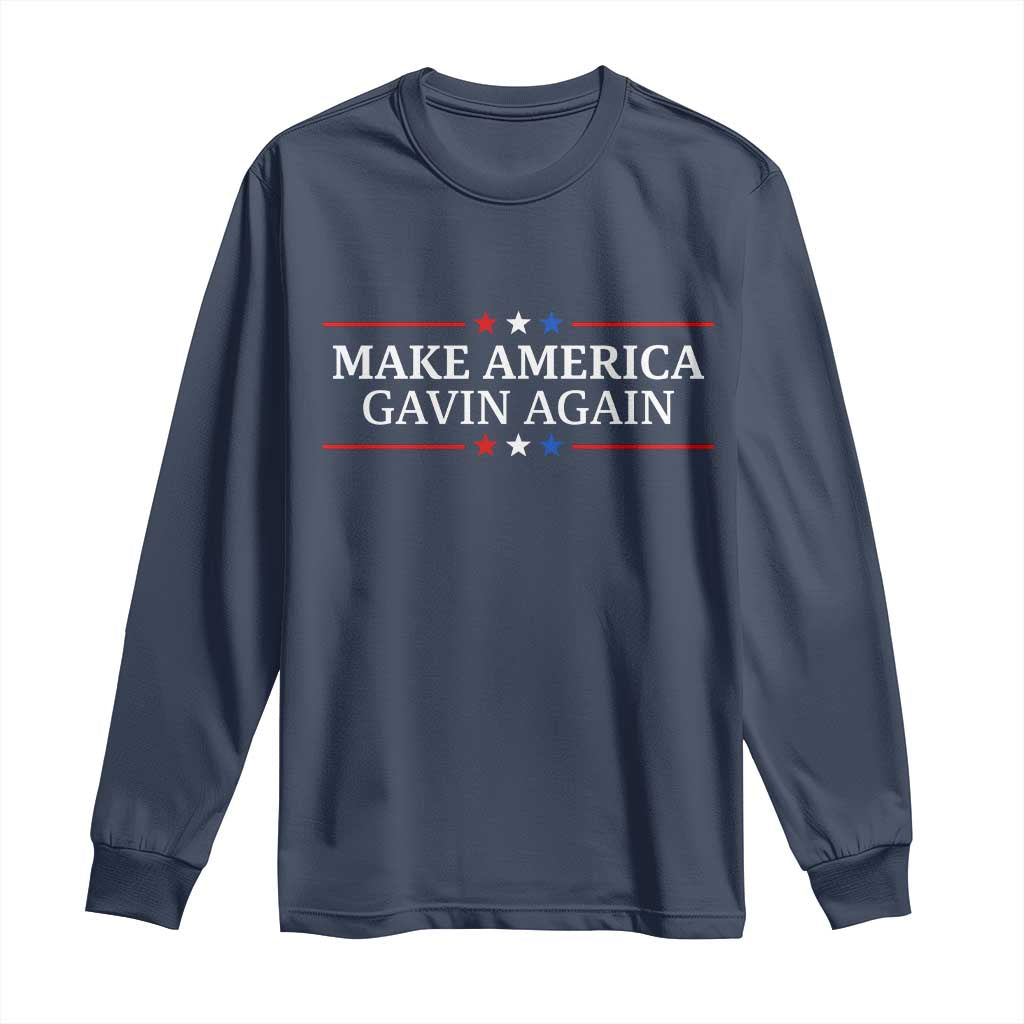 Make America Gavin Again Long Sleeve Shirt Gavin Newsom Support Stars And Stripes - Wonder Print Shop