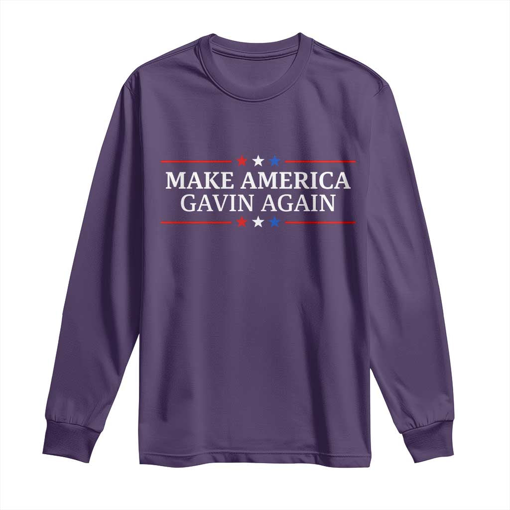 Make America Gavin Again Long Sleeve Shirt Gavin Newsom Support Stars And Stripes - Wonder Print Shop