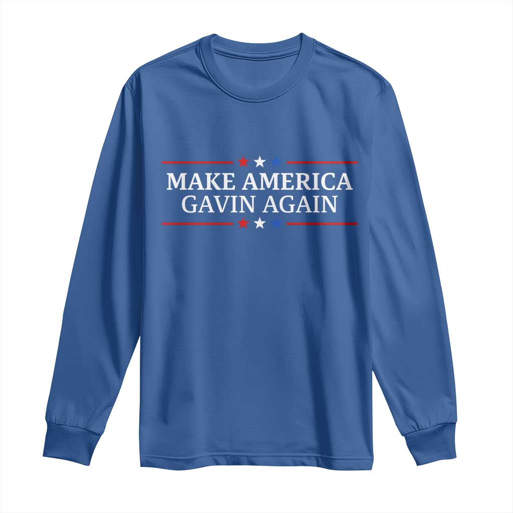 Make America Gavin Again Long Sleeve Shirt Gavin Newsom Support Stars And Stripes - Wonder Print Shop
