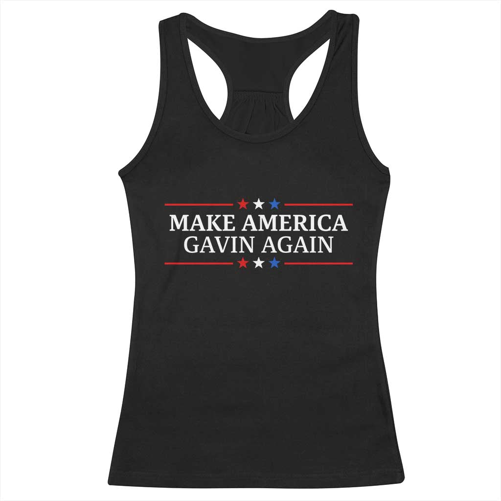 Make America Gavin Again Racerback Tank Top Gavin Newsom Support Stars And Stripes - Wonder Print Shop