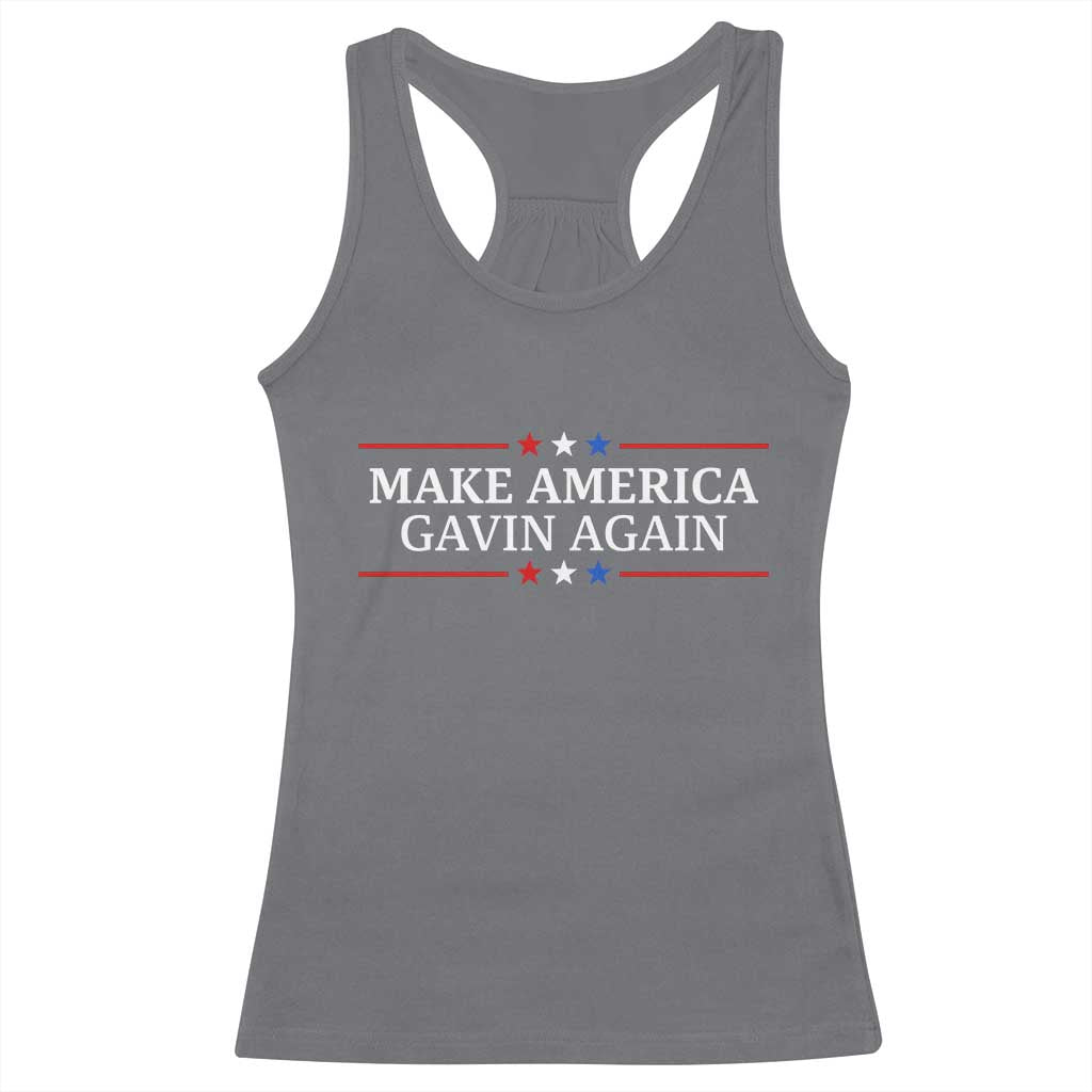 Make America Gavin Again Racerback Tank Top Gavin Newsom Support Stars And Stripes - Wonder Print Shop