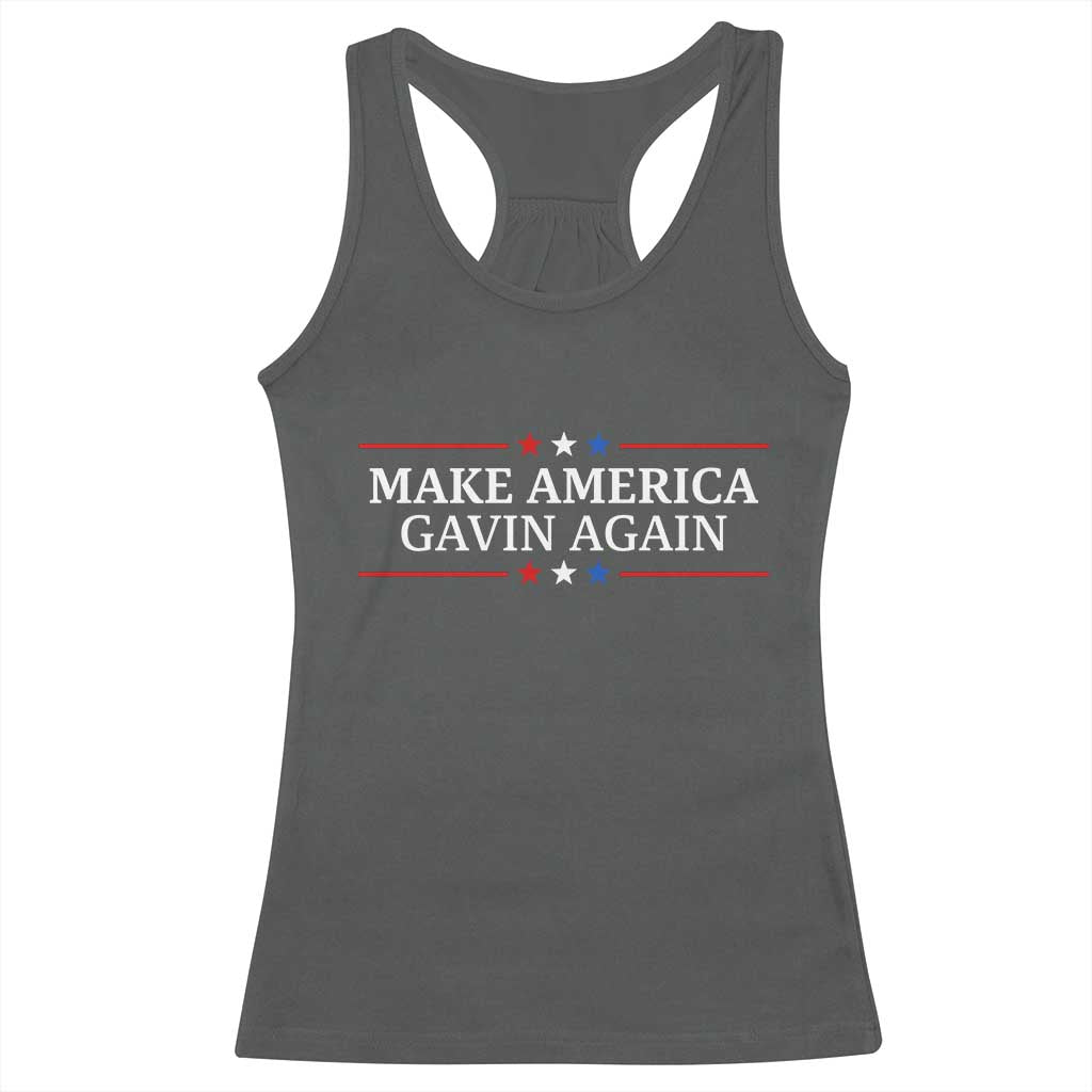 Make America Gavin Again Racerback Tank Top Gavin Newsom Support Stars And Stripes - Wonder Print Shop