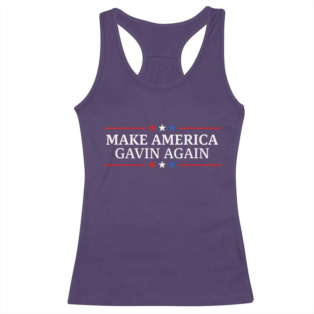 Make America Gavin Again Racerback Tank Top Gavin Newsom Support Stars And Stripes - Wonder Print Shop