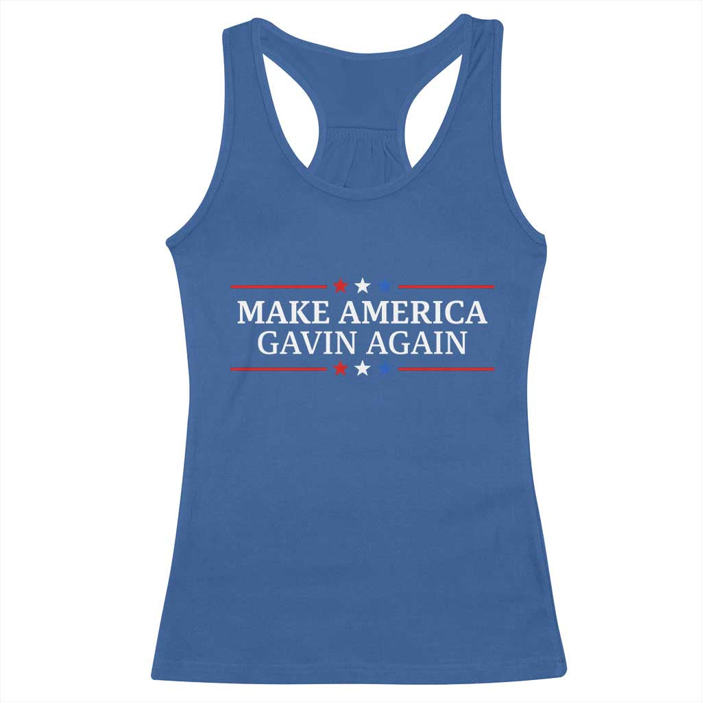 Make America Gavin Again Racerback Tank Top Gavin Newsom Support Stars And Stripes - Wonder Print Shop