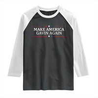 Make America Gavin Again Raglan Shirt Gavin Newsom Support Stars And Stripes - Wonder Print Shop