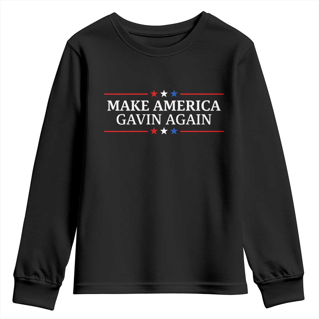 Make America Gavin Again Youth Sweatshirt Gavin Newsom Support Stars And Stripes - Wonder Print Shop
