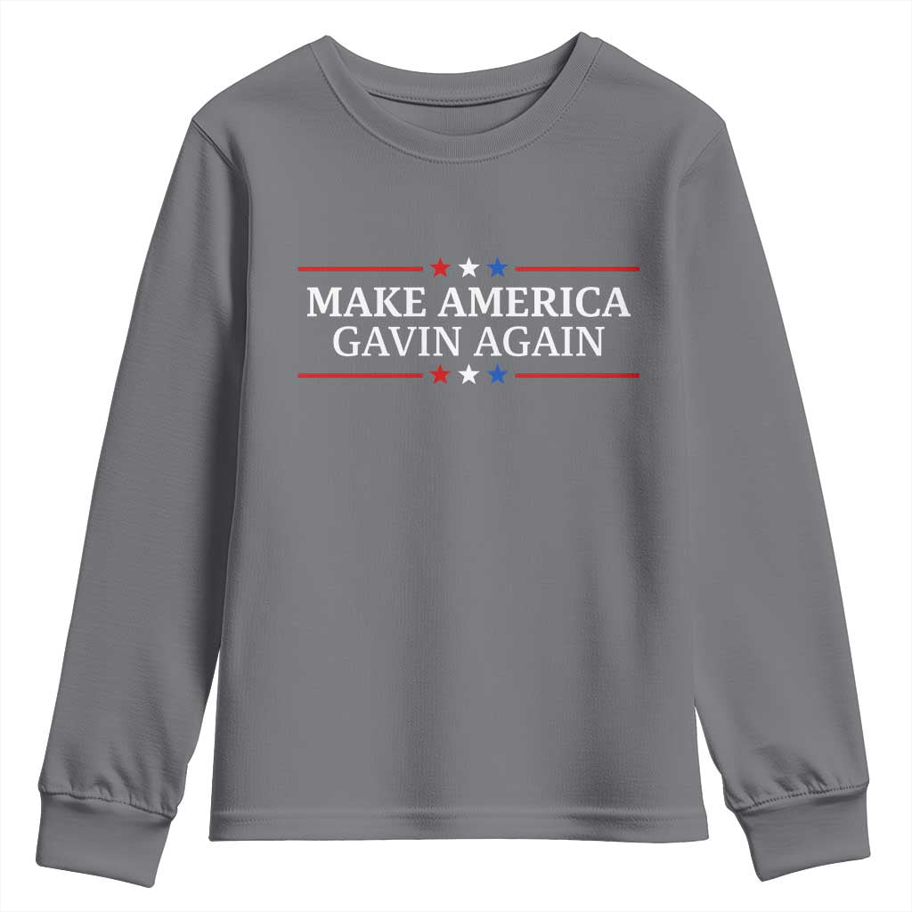 Make America Gavin Again Youth Sweatshirt Gavin Newsom Support Stars And Stripes - Wonder Print Shop