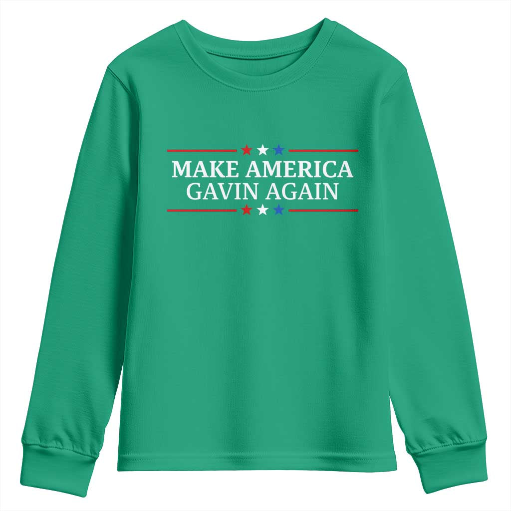Make America Gavin Again Youth Sweatshirt Gavin Newsom Support Stars And Stripes - Wonder Print Shop