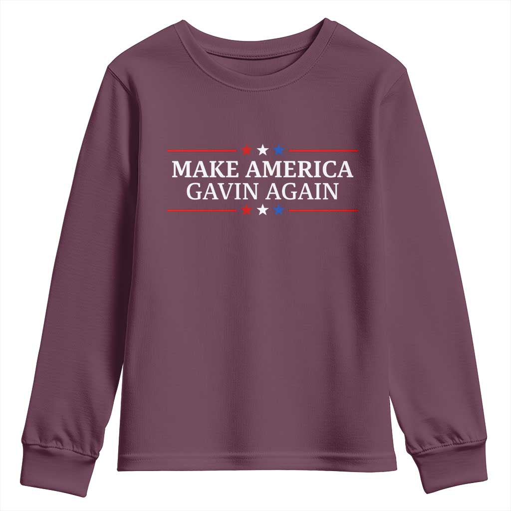 Make America Gavin Again Youth Sweatshirt Gavin Newsom Support Stars And Stripes - Wonder Print Shop