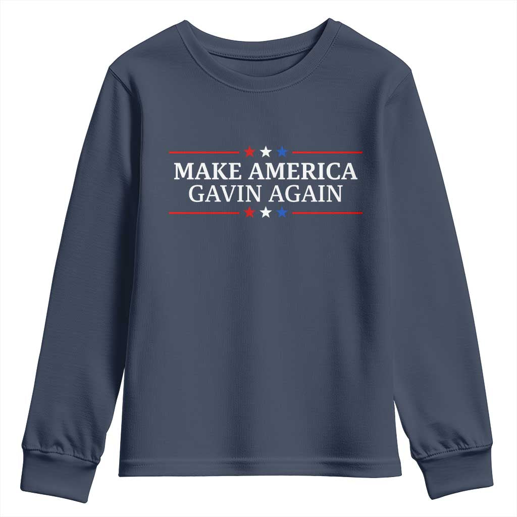 Make America Gavin Again Youth Sweatshirt Gavin Newsom Support Stars And Stripes - Wonder Print Shop