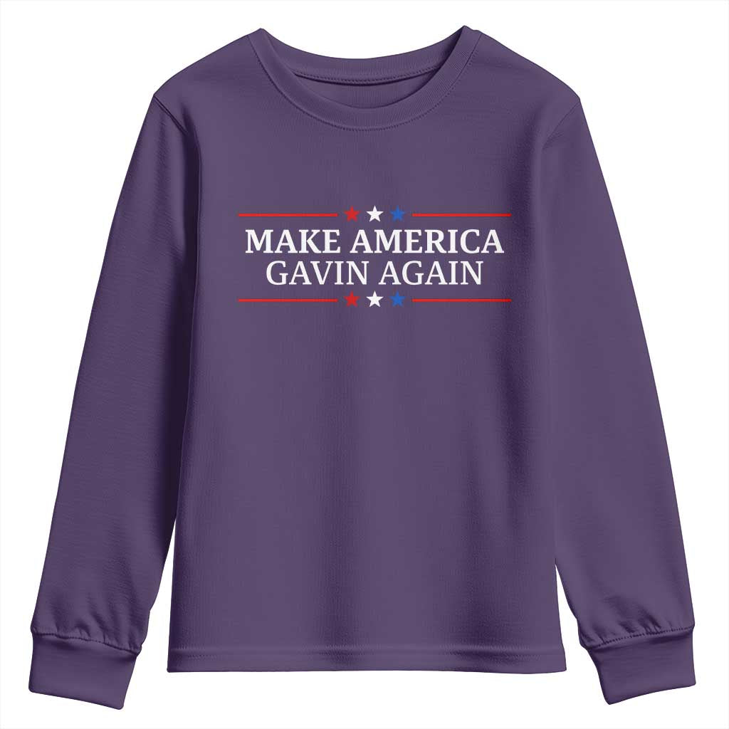 Make America Gavin Again Youth Sweatshirt Gavin Newsom Support Stars And Stripes - Wonder Print Shop
