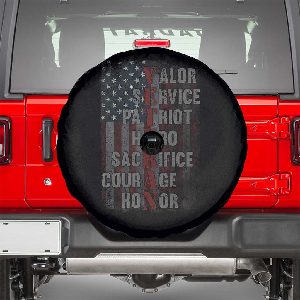 Veterans Valor Service Patriot Hero Sacrifice Courage Honor Spare Tire Cover American Flag - Wonder Print Shop