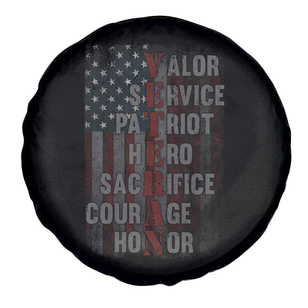 Veterans Valor Service Patriot Hero Sacrifice Courage Honor Spare Tire Cover American Flag - Wonder Print Shop