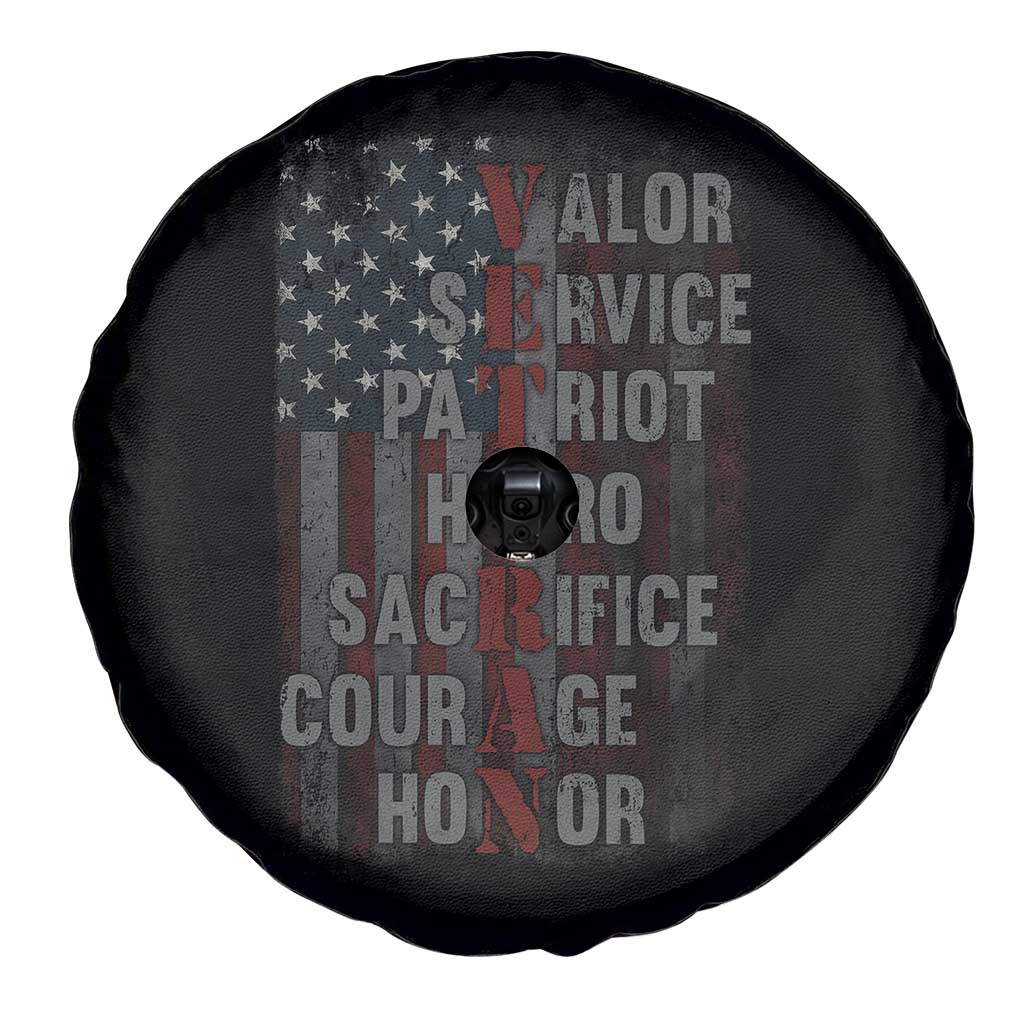 Veterans Valor Service Patriot Hero Sacrifice Courage Honor Spare Tire Cover American Flag - Wonder Print Shop