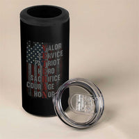 Veterans Valor Service Patriot Hero Sacrifice Courage Honor 4 in 1 Can Cooler Tumbler American Flag - Wonder Print Shop