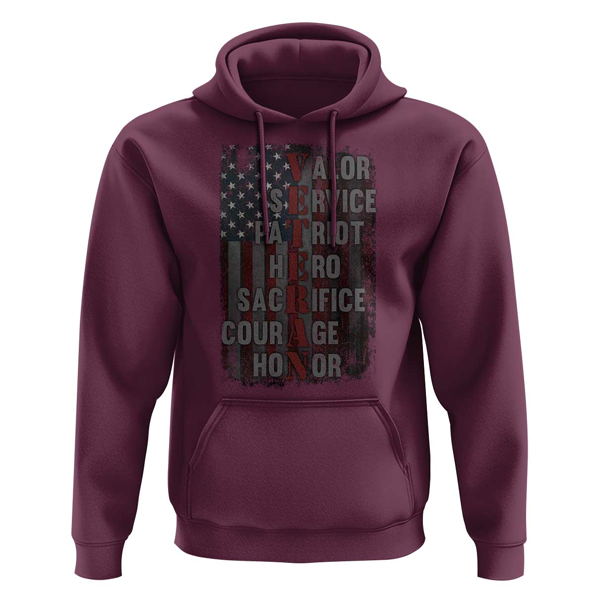 Veterans Valor Service Patriot Hero Sacrifice Courage Honor Hoodie American Flag - Wonder Print Shop