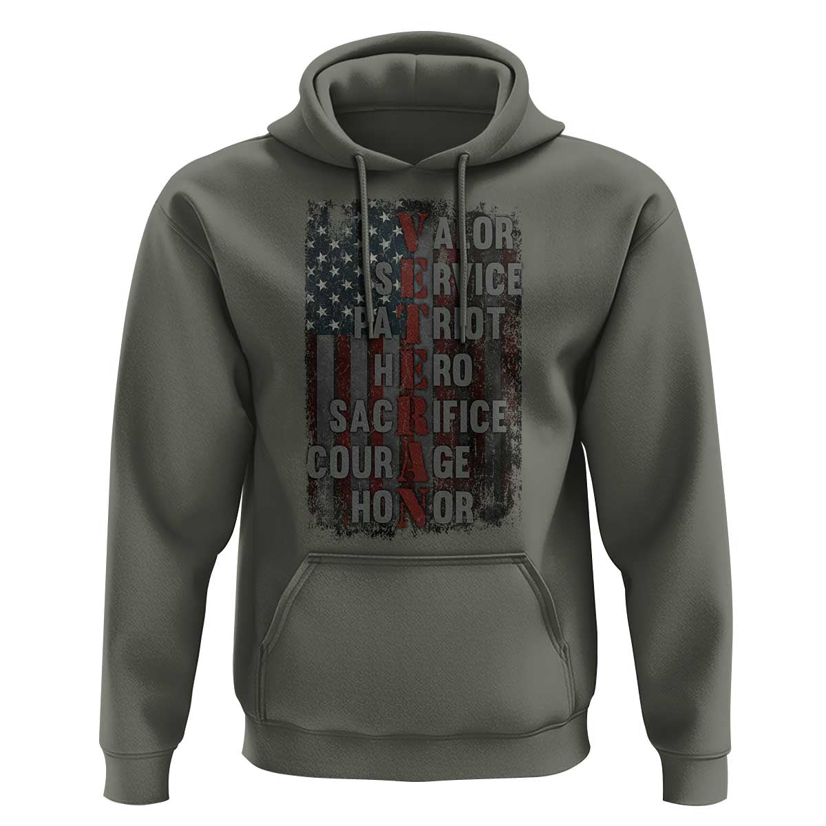 Veterans Valor Service Patriot Hero Sacrifice Courage Honor Hoodie American Flag - Wonder Print Shop