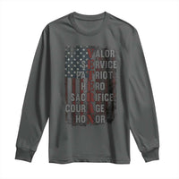 Veterans Valor Service Patriot Hero Sacrifice Courage Honor Long Sleeve Shirt American Flag - Wonder Print Shop