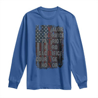 Veterans Valor Service Patriot Hero Sacrifice Courage Honor Long Sleeve Shirt American Flag - Wonder Print Shop