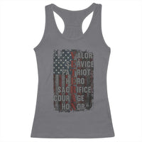 Veterans Valor Service Patriot Hero Sacrifice Courage Honor Racerback Tank Top American Flag - Wonder Print Shop
