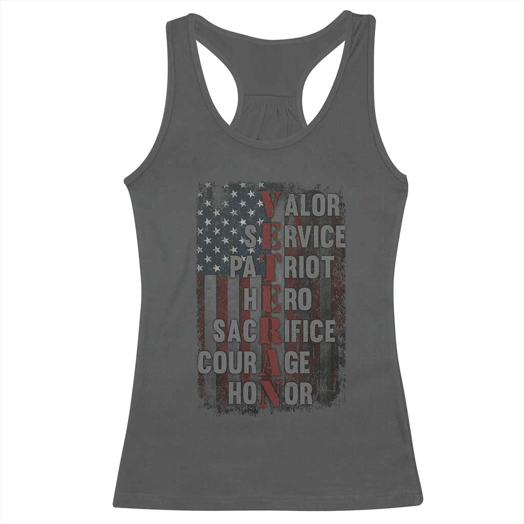 Veterans Valor Service Patriot Hero Sacrifice Courage Honor Racerback Tank Top American Flag - Wonder Print Shop