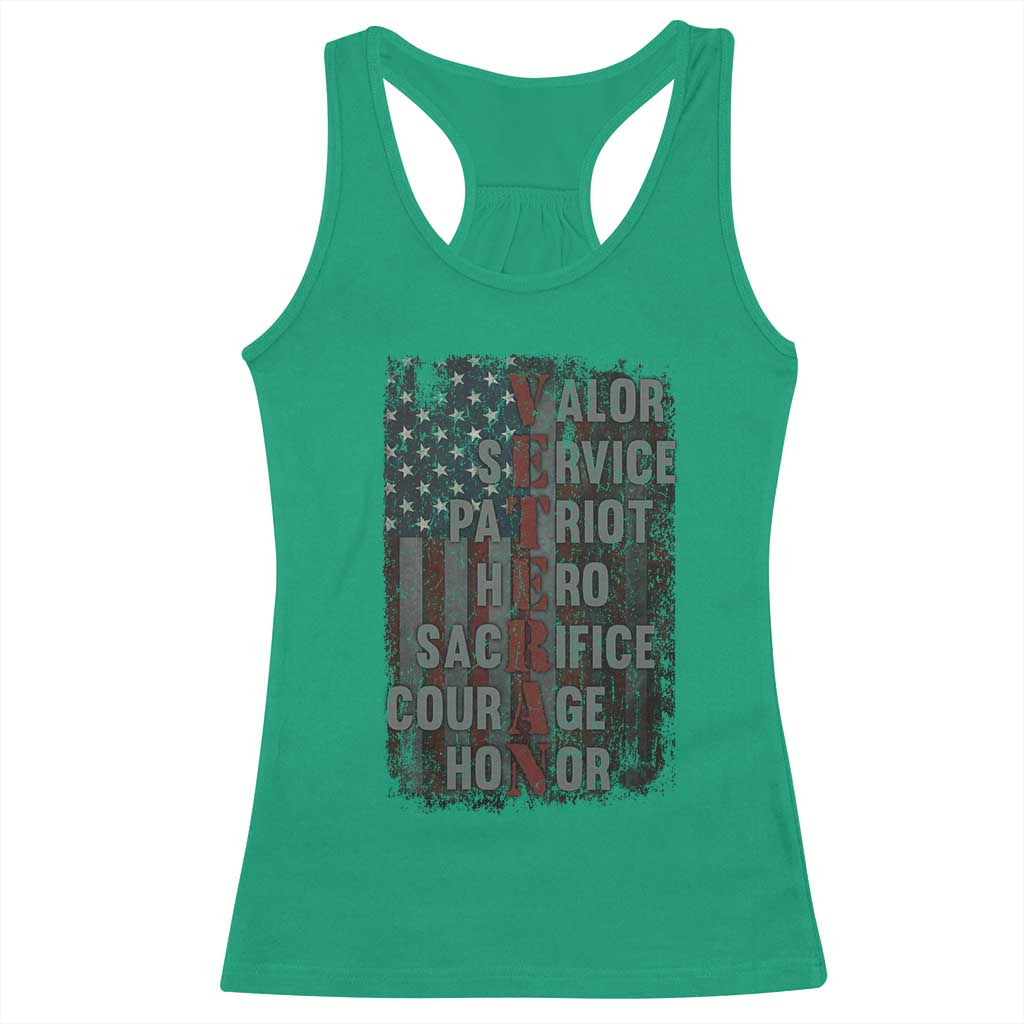 Veterans Valor Service Patriot Hero Sacrifice Courage Honor Racerback Tank Top American Flag - Wonder Print Shop